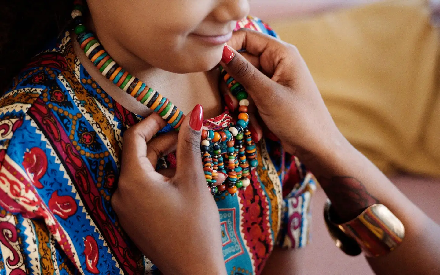 Beaded earrings in soft colours